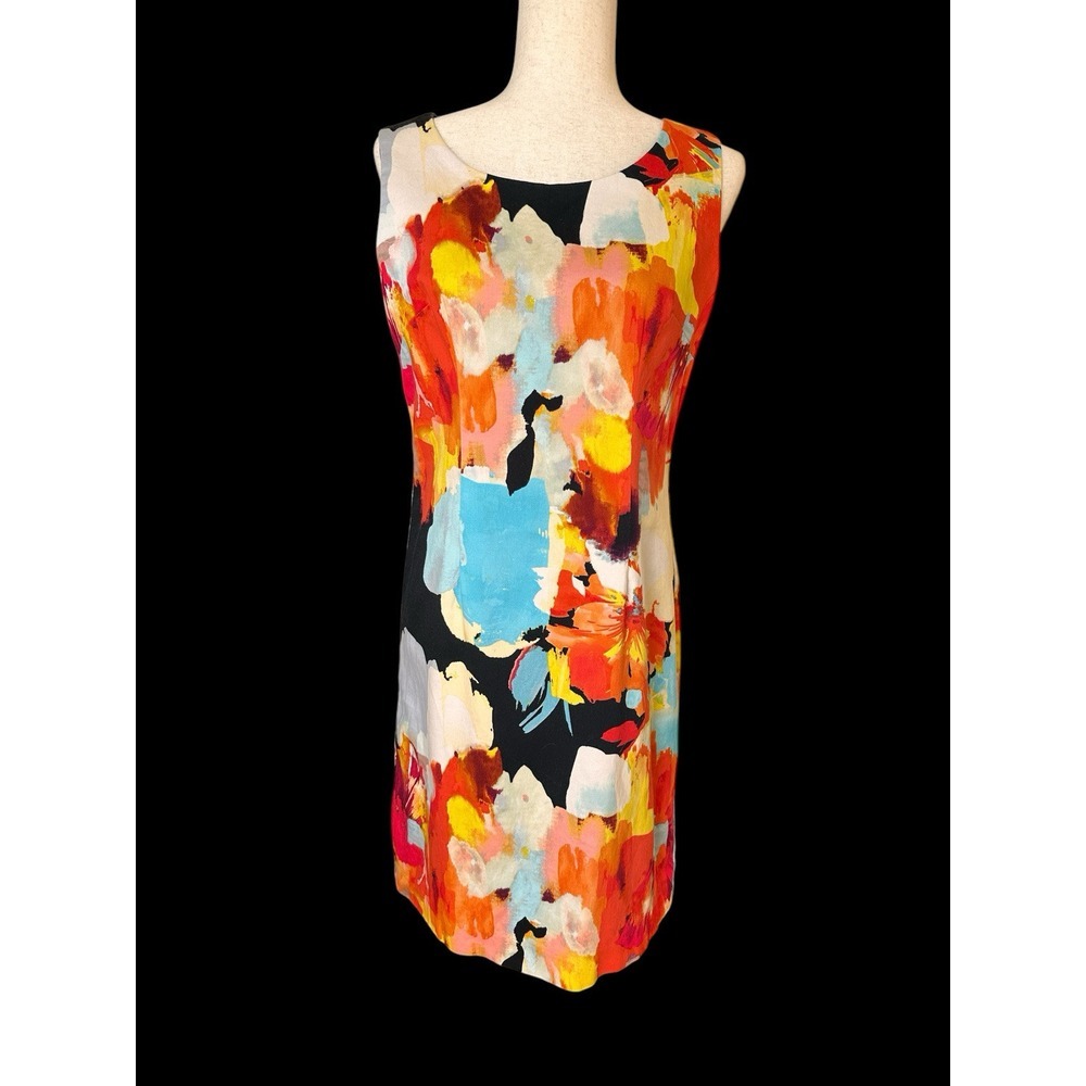 Chetta B Floral Midi Sheath Dress, size 10
